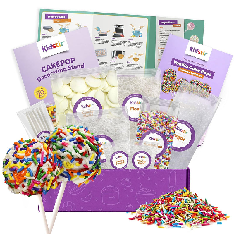 KIDSTIR Kids Baking Set - Cake Pop DIY Kit for Ages 6-12 - Vanilla Flavor