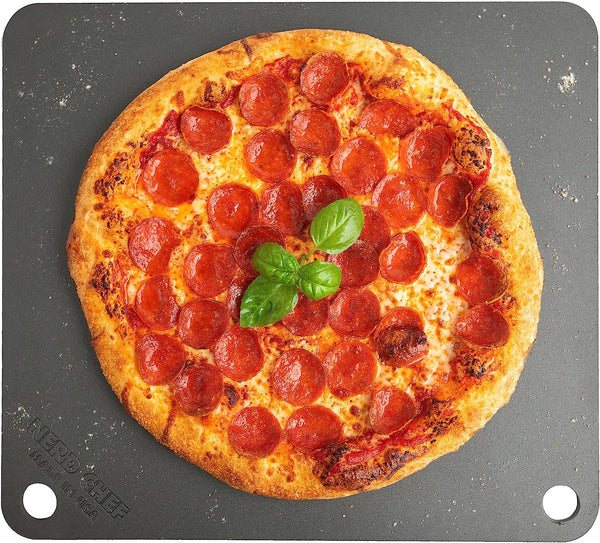 NerdChef Steel Stone - High Performance Pizza Baking | Made in USA (14.5" x 16" x 1/4") - (.25" Thick - Standard)