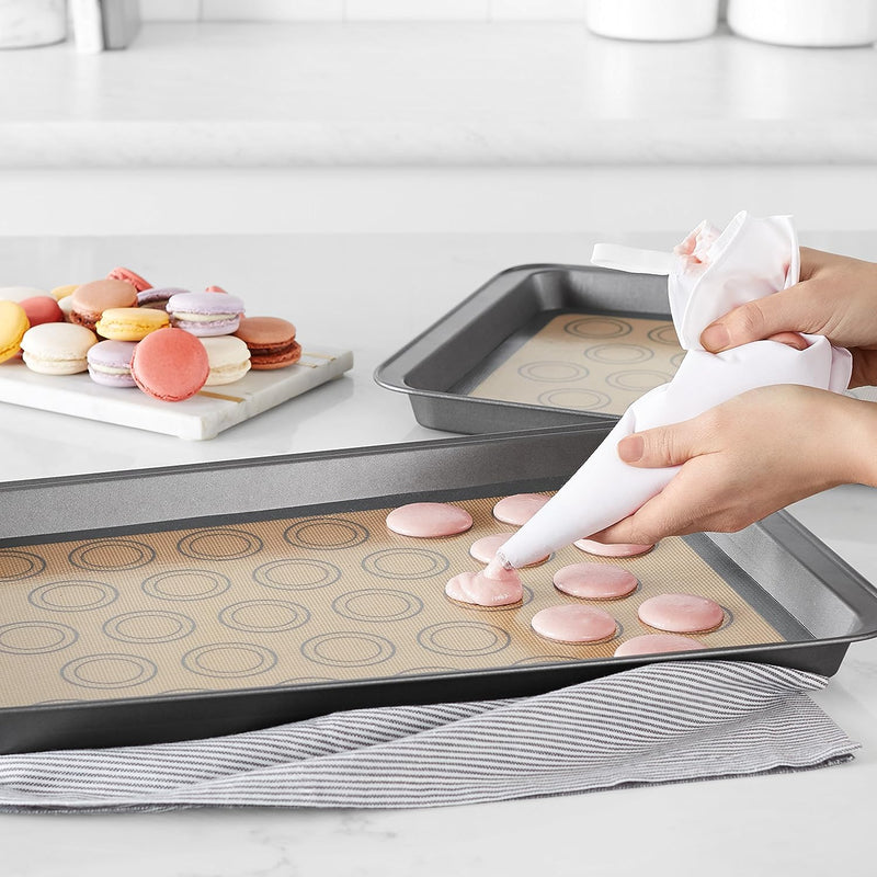 Set of 2 Silicone Non-Stick Baking Mats - BeigeGray 165 x 116 Food Safe