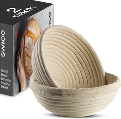 Bread Banneton Proofing Basket Set of 2 - Round Sourdough Rising Baskets with Liner