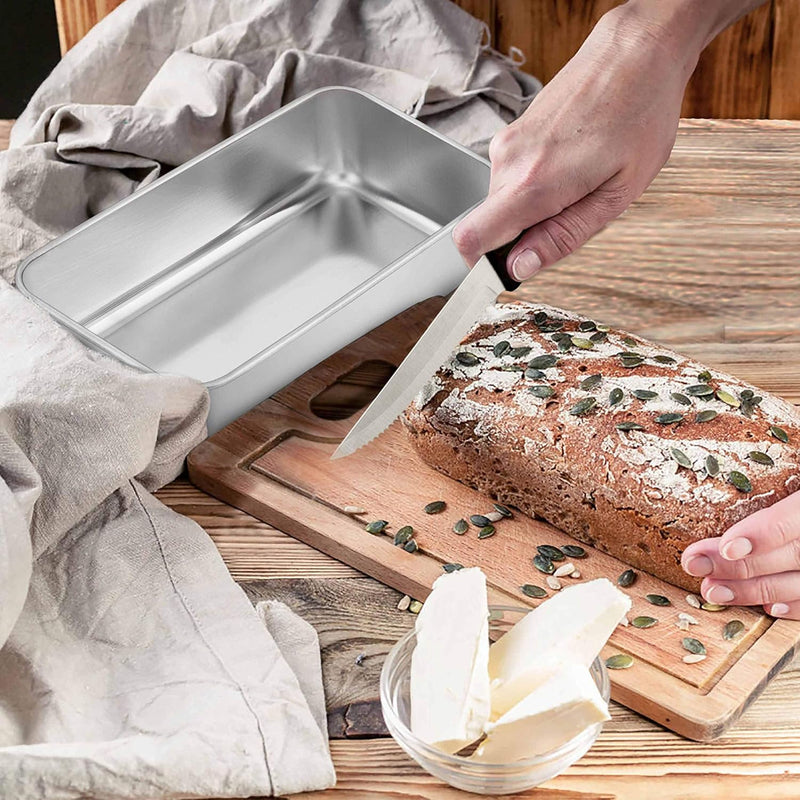 TeamFar Loaf Pans - Set of 2 Stainless Steel Baking Pans for Bread and Meatloaf - Oven  Dishwasher Safe