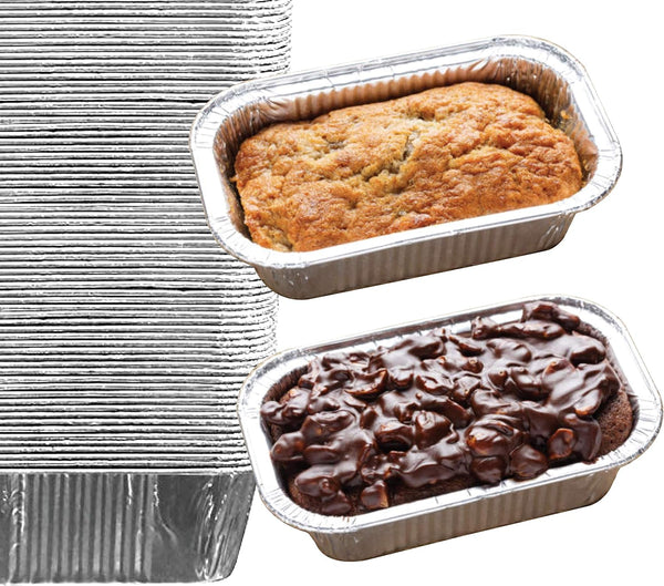 55 Pack Aluminum Foil Mini Loaf Pans - Disposable for Baking Bread Cake  Meat