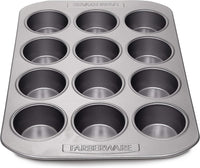 Farberware Nonstick Bakeware 12-Cup Muffin Tin / Nonstick 12-Cup Cupcake Tin - 12 Cup, Gray