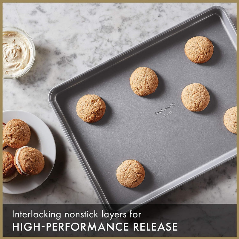 Calphalon Nonstick Baking Sheets - Set of 2 12x17 in for Cookies and Cakes - Silver