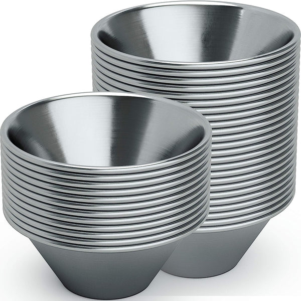 36 Pk Stainless Steel Sauce Cups for Restaurant or Catering Stackable and Reusable Ramekins for Sampling and Dipping
