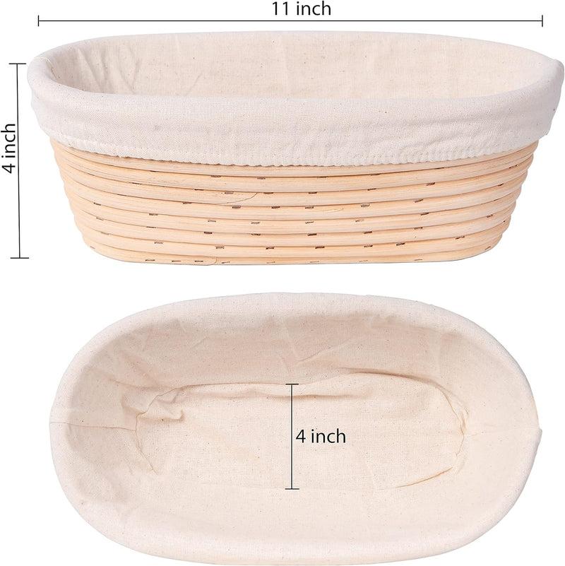 Set of 2 HOMEBAKEE Banneton Proofing Baskets - 11 inch Oval Shape for Sourdough Bread Baking