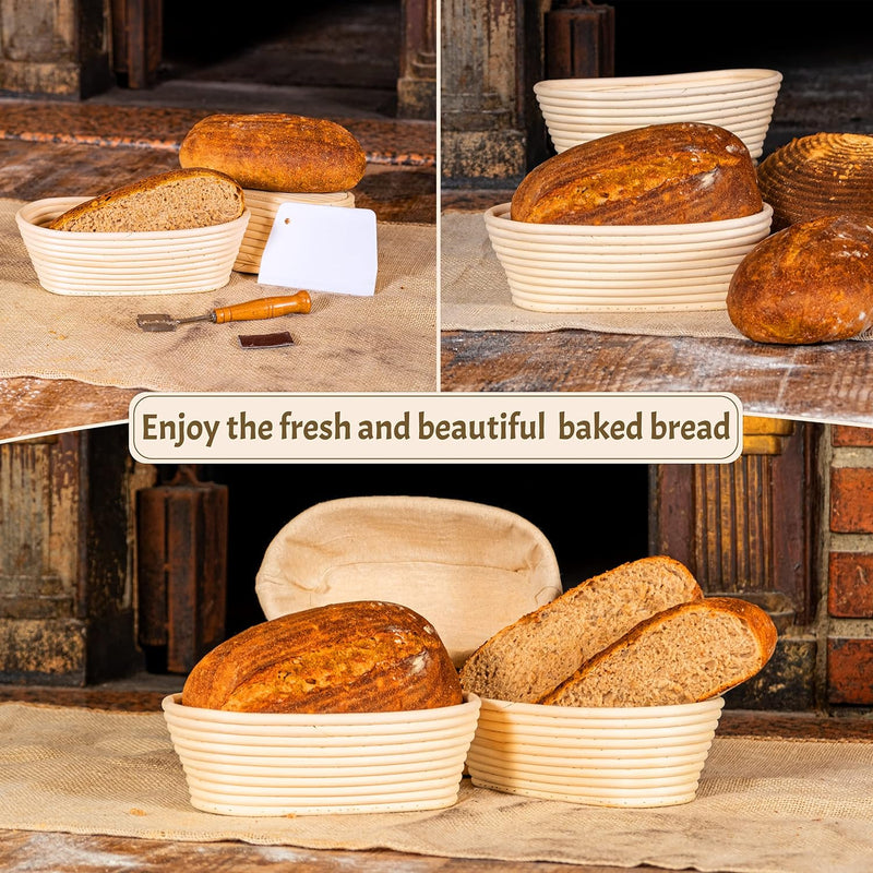 Bread Baking Set - 10 Oval Banneton Proofing Baskets