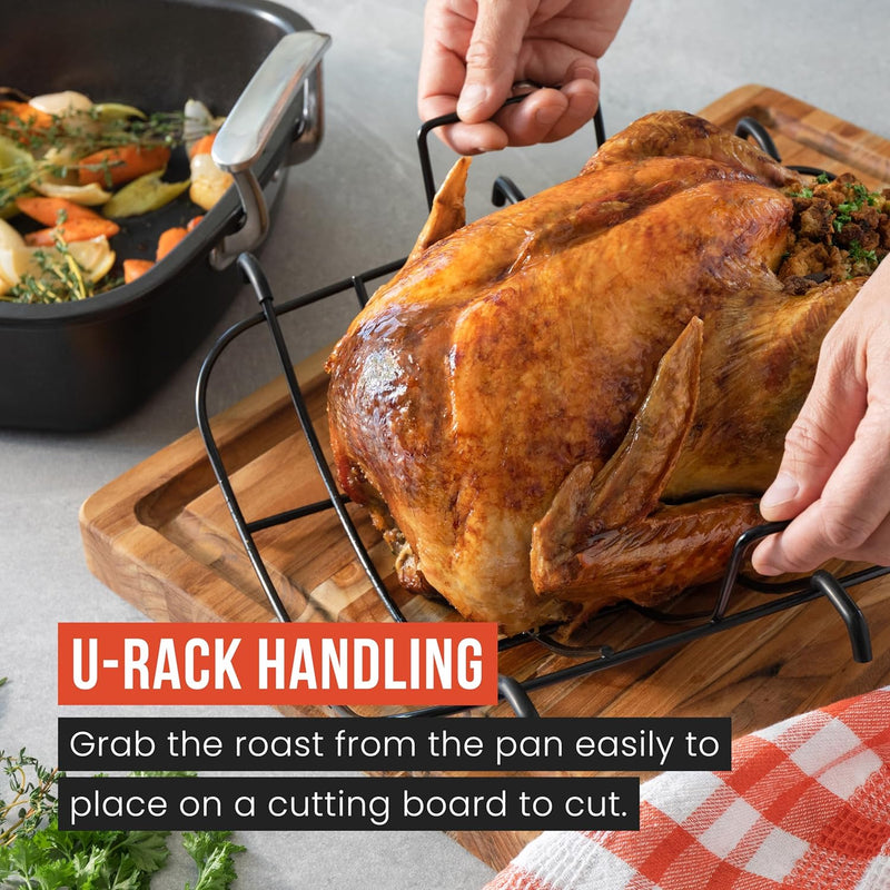 Deluxe Carbon Steel Roasting Pan with Rack - 185 x 145-Inch