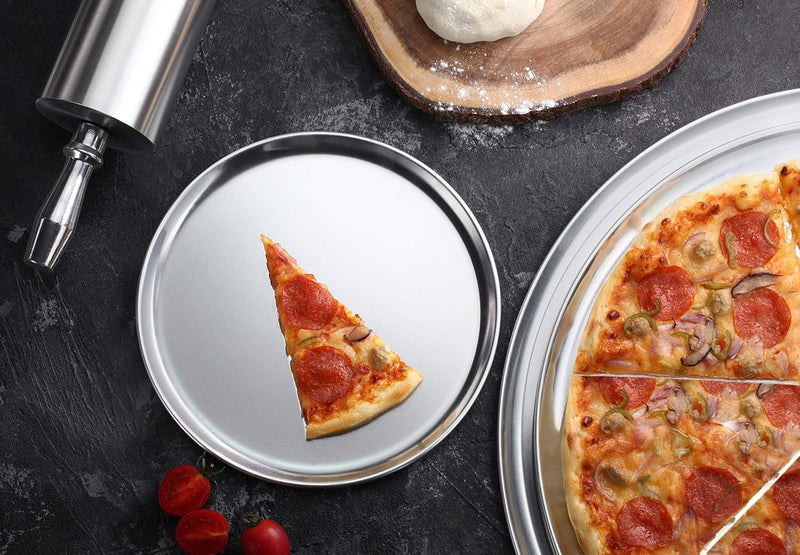 New Star Foodservice Pizza Pan - Aluminum Restaurant-Grade 12-Inch Pack of 6