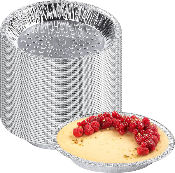NoCry Disposable Foil Aluminum Pie Pans 50 Pack - 9 Inch for Baking Pies Tarts and Cakes
