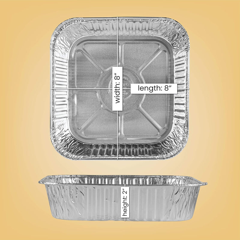 PLASTICPRO Disposable Square Aluminum Baking Pans - Pack of 25 3x3x2 inches