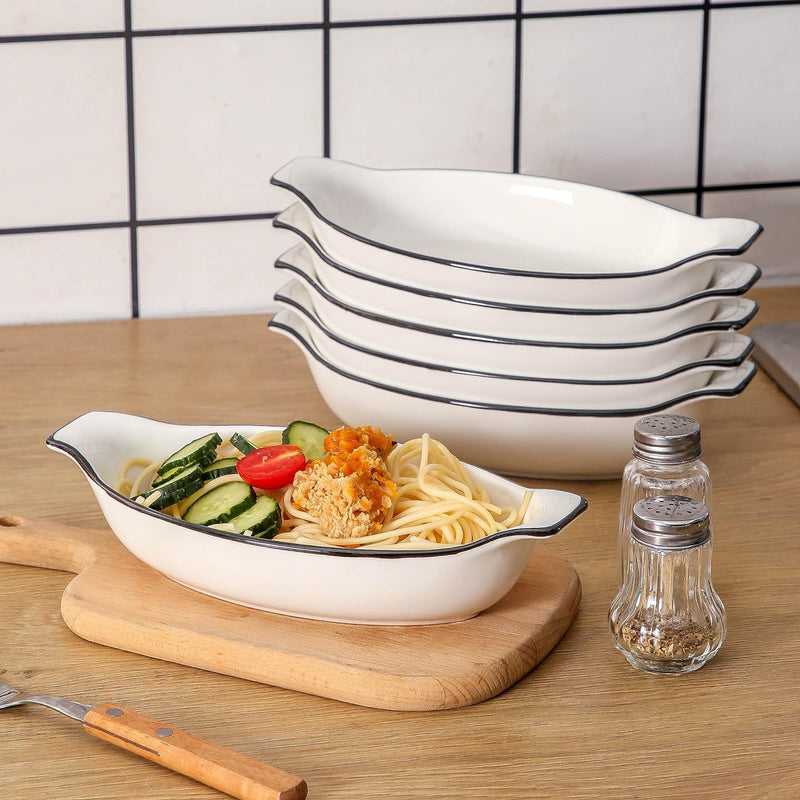 Ceramic Oval Gratin Dishes Oven Safe Set of 4 - 115oz