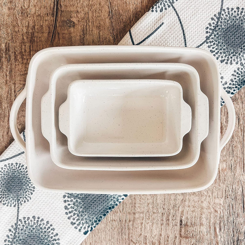 Mora Ceramic Baking Dish - 9x13 in Pan for Casserole Lasagna Gratin Broiling Roasting Baking - White