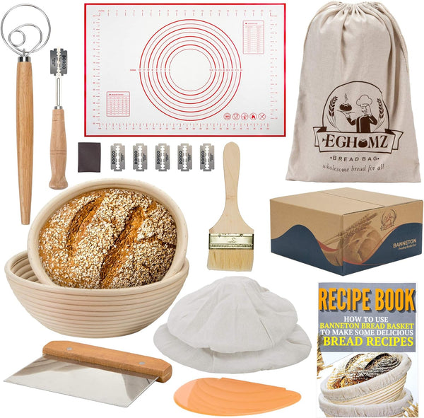 Banneton Bread Proofing Basket Set - Sourdough Bread Making Kit 17 Pieces