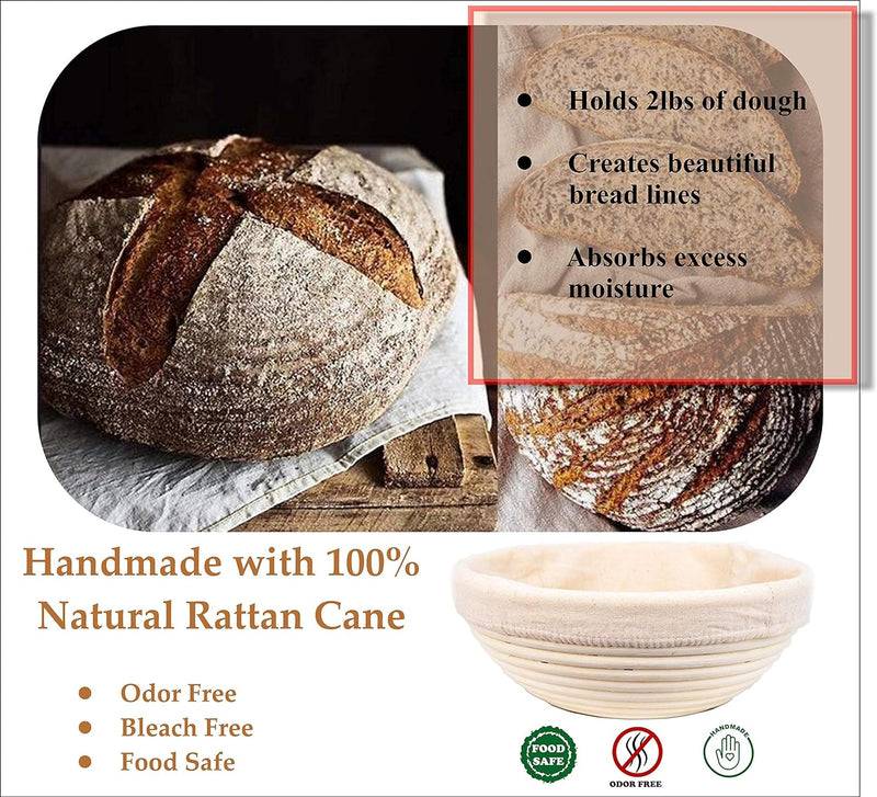 Sourdough Bread Banneton Proofing Basket Set with Dough Scraper