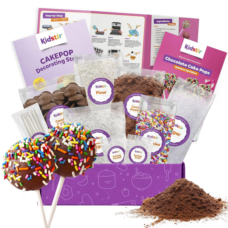 KIDSTIR Kids Baking Set - Cake Pop DIY Kit for Ages 6-12 - Vanilla Flavor