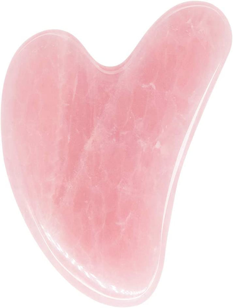 Gua Sha Massage Tool Rose Quartz Jade GuaSha Facial Tool, Gua-Sha Stone for Neck Body SPA Acupressure Scraping Massage Trigger Point Treatment