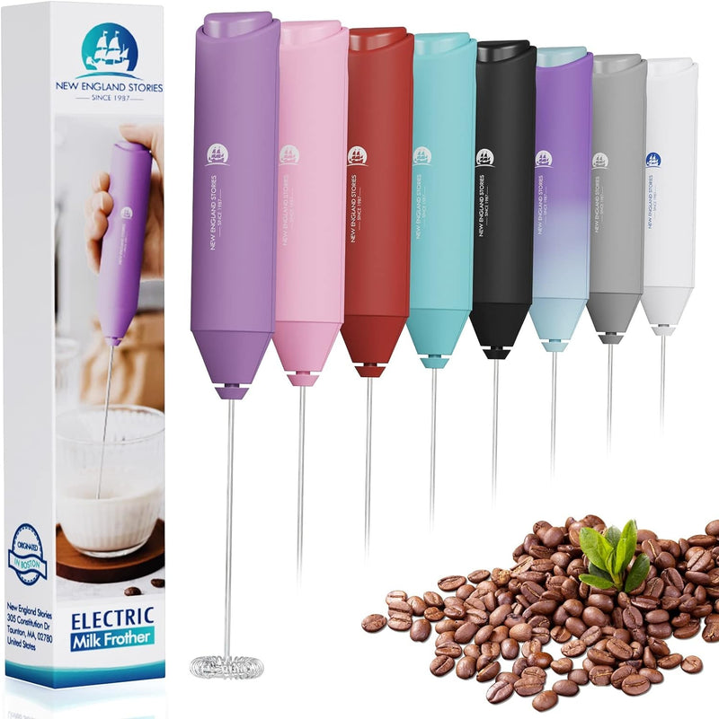 Powerful Milk Frother Handheld Foam Maker, Mini Whisk Drink Mixer for Coffee, Cappuccino, Latte, Matcha, Hot Chocolate, No Stand, Black