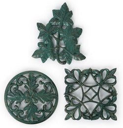 DreamsEden Set of 2 Cast Iron Trivet, 6 Inch Small Decorative Metal Trivets for Hot Dishes and Pans