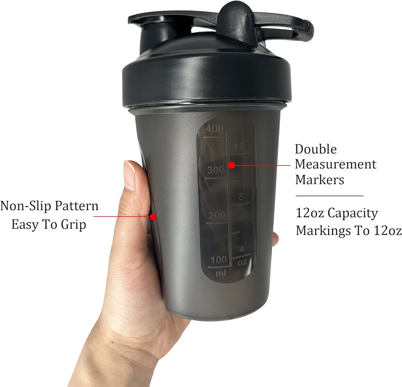 NaDale Shaker Bottle for Protein Mixes 12oz/400ml Pre Workout Shaker Bottles with A Small Stainless Blender Ball and Classic Loop Hook BPA Free, Purple