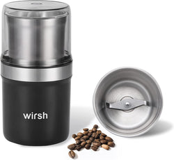 Wirsh Burr Coffee Grinder-Rechargeable Battery Operated Coffee Grinder with Stainless Steel Conical Burr Mill, Eletric Portable Coffee Grinder with 80 Grind Settings from Fine to Coarse