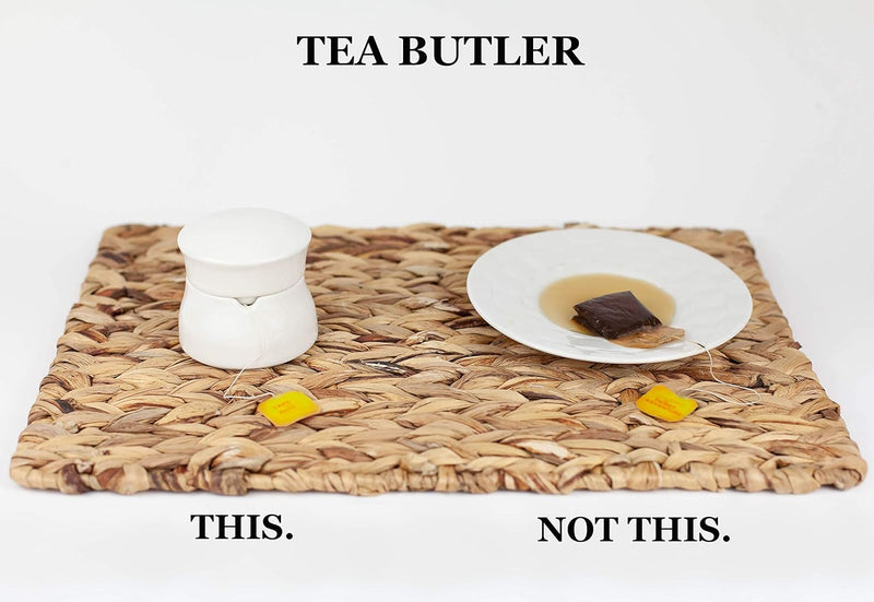 TEA BUTLER Ceramic Covered Tea Bag Holder | Covers Wet Tea Bags | An Ideal Solution for Home, Restaurants, Cafe and Office (White)