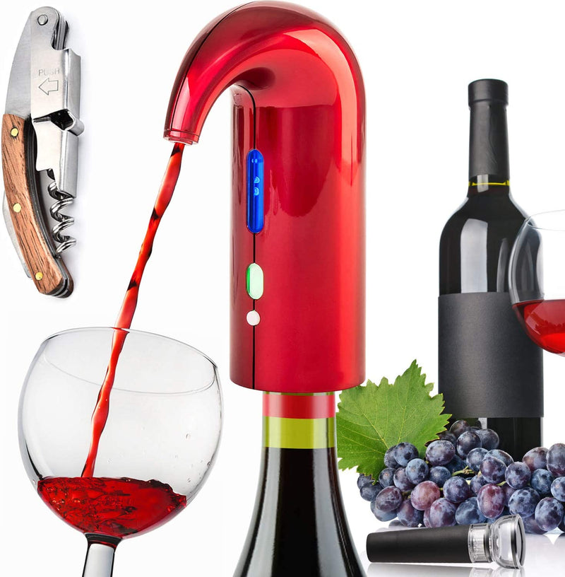 Electric Wine Aerator Pourer, Portable One-Touch Wine Decanter and Wine Dispenser Pump for Red and White Wine Multi-Smart Automatic Wine Oxidizer Dispenser USB Rechargeable Spout Pourer