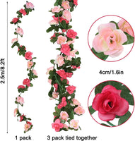 10 Pack 82 FT Artificial Flower Garland Fake Rose Vine Faux Silk Floral Hanging Ivy for Wedding Arch Photo Booth Backdrop Party Background Wall Garden Outdoor Decor