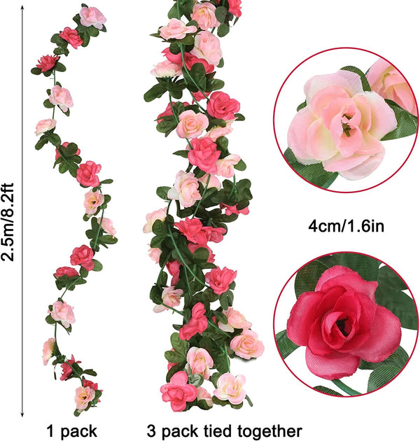 10-Pack Artificial Flower Garland - 82 FT Rose Vine Hanging Ivy for Weddings Parties and Outdoor Decor