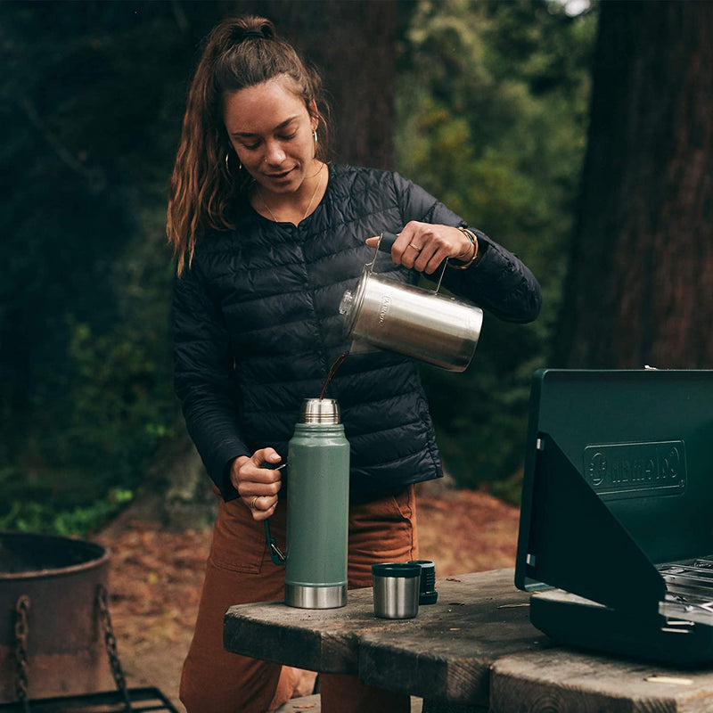 Stanley Cool Grip Camp Coffee Percolator 1.1QT, Stainless Steel Wide Mouth Coffee Press, Large Capacity, Ergonomic Handle, Dishwasher Safe