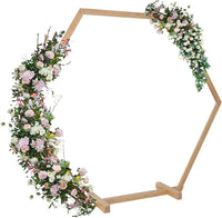 Wooden Wedding Arch Stand: Heavy Duty Wedding Arbor Frame with Sturdy Base - Hexagon Archway Backdrop Stand for Indoor Outdoor Party Ceremony Decorations - Garden Climbing Flower Arched Support