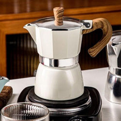 Coffee Pot, Moka Pot Italian Coffee Maker 6 cup/10 OZ Stovetop Espresso Maker for Gas or Electric Ceramic Stovetop Camping Manual Cuban Coffee Percolator for Cappuccino or Latte