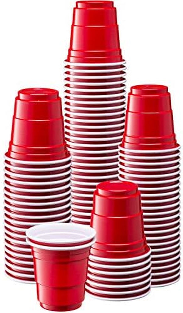 Comfy Package [100 Count] 2 oz. Mini Plastic Shot Glasses - Red Disposable Jello Shot Cups