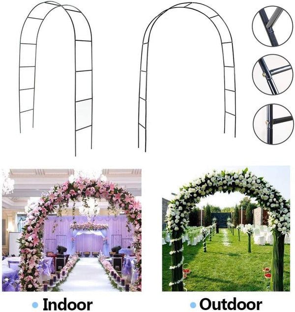 Garden Arch Trellis for Climbing Plants - Metal Wedding Arches for Outdoor Floral Decor Black
