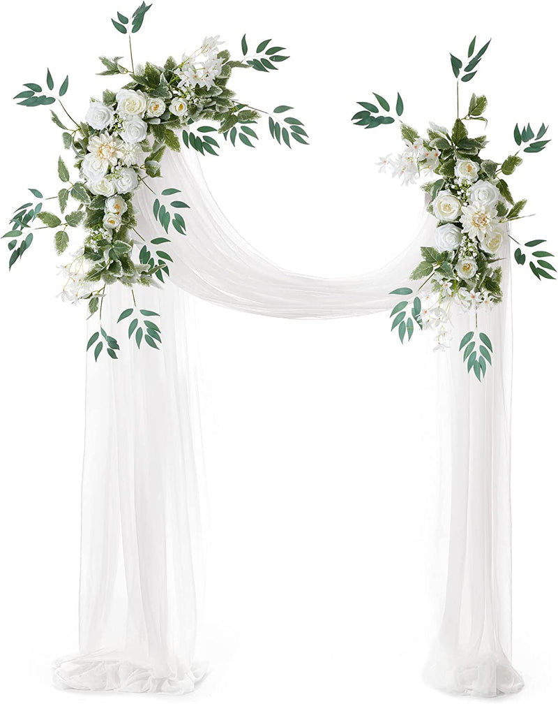 Wedding Arch Draping Fabric with Floral Arrangements and Garlands