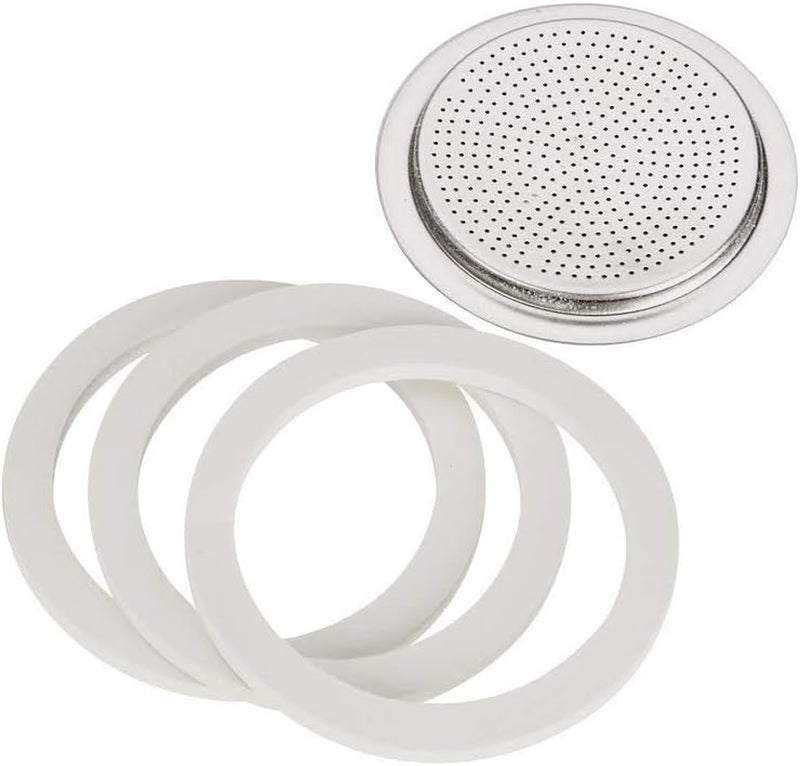 Bialetti Moka Express 6 Cup Replacement Filter and 3 Gaskets , White