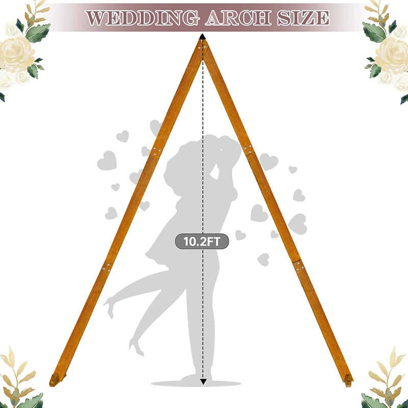 Wedding Arch - 102FT Triangle Wood Rustic Decor for Ceremony Backdrop Stand for Garden Parties IndoorOutdoor Autumn Theme