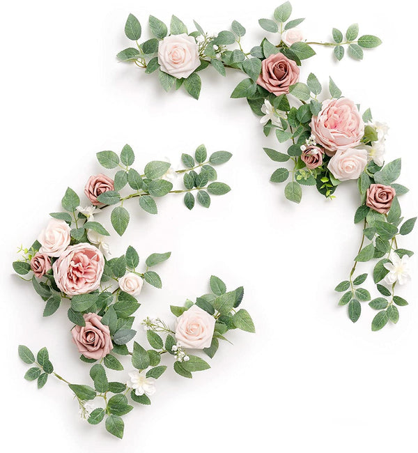 Wedding Flower Garland Set of 2 - Dusty Rose  Cream AisleTableChair Decor