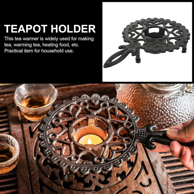 Kichvoe Candle sconces Tea Stove Holder teapot Holder Hollow Tea Warmer Hollow teapot Warmer Candle Holder teapot Warmers Tea Heating Stove teapot Heater Iron Vintage teapot Stand