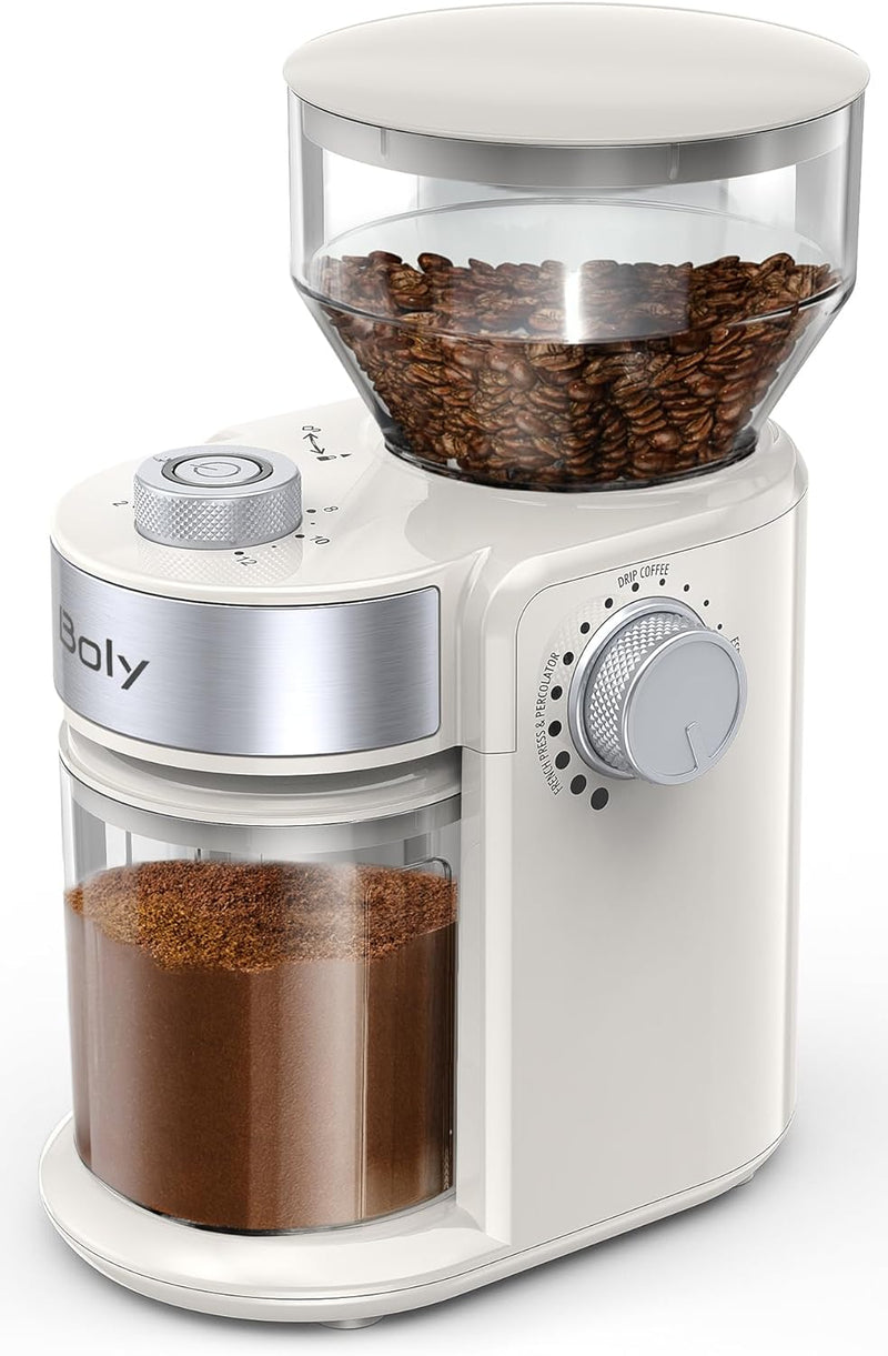 Electric Burr Coffee Grinder, Adjustable Burr Mill Coffee Bean Grinder with 18 Grind Settings, Burr Coffee Grinder for Espresso, Drip Coffee and French Press, Black