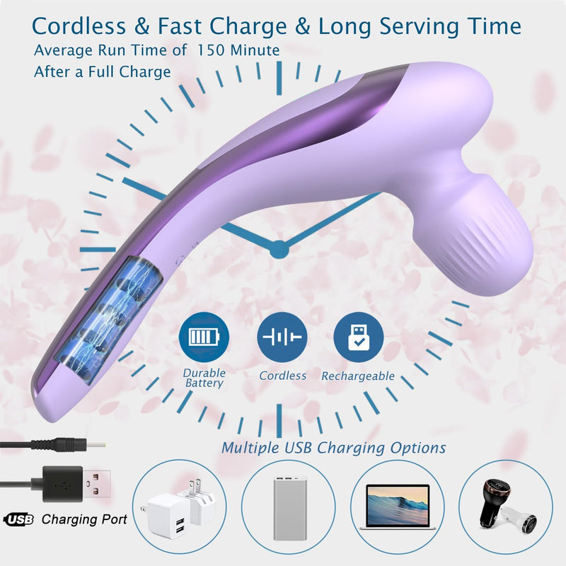 Personal Vibrating Handheld Massager-Cordless Rechargeable Electric Mini Massager, Hand Held Portable Seven Massage Wand for Full Body