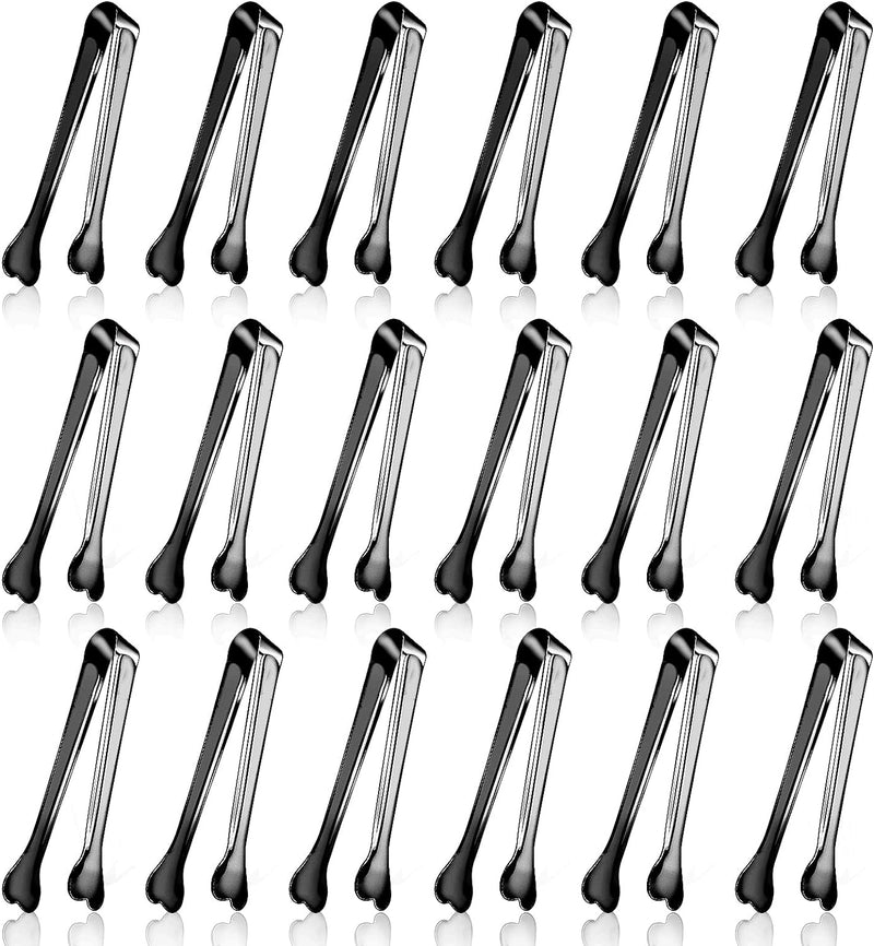 Dmoera 18 Pack Premium Small Serving Tongs, Mini Stainless Steel Appetizer Tongs 4.33Inch Silver