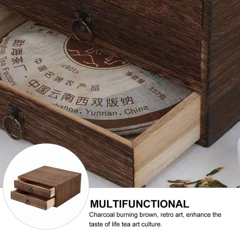 Cabilock 1 Set Drawer Tea Box Loose Tea Jewelry Holder Bamboo Jewelry Organizer Retro Tea Containers Wood Drawer Cube Storganizer Storage Drawers Coffee Power Bin Wooden Packing Box Bulk