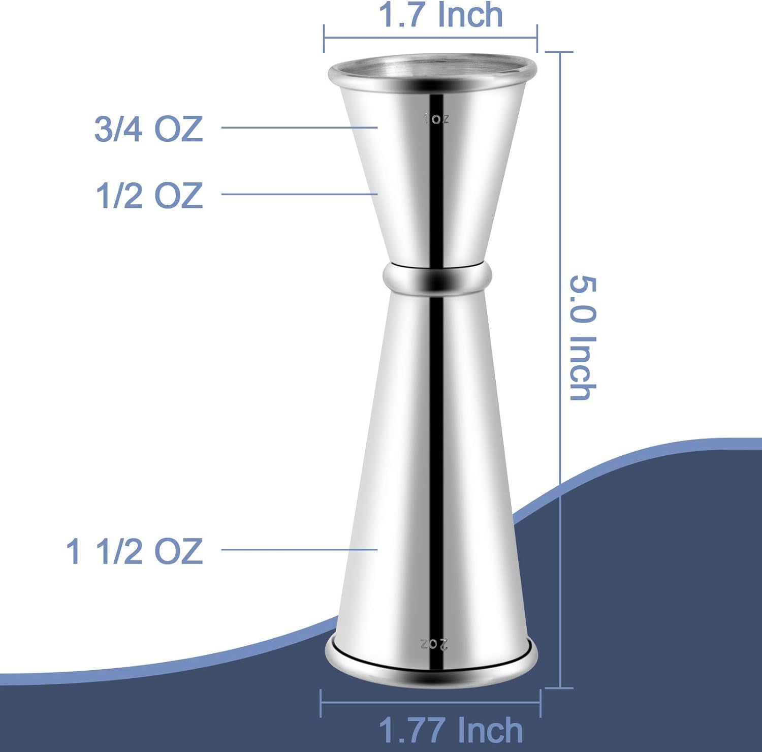 A Bar Above Premium Japanese Jigger with 8 Measurements Inside -  Professional & Heavy-Duty 304 Stainless Steel Cocktail Double Jigger for  Bartending