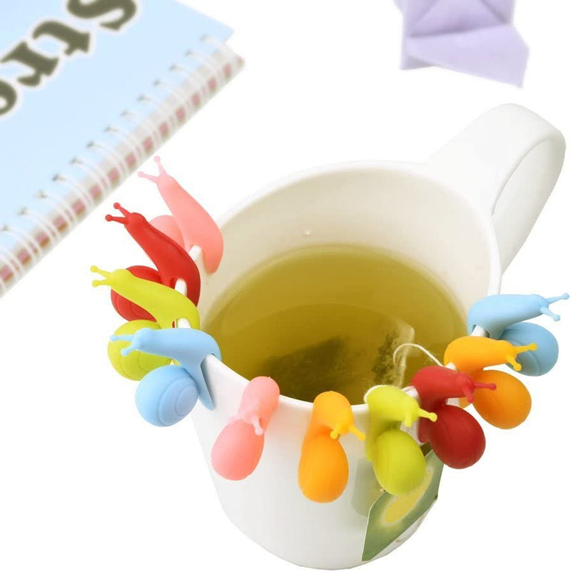 NaSh-Design 10 Pieces Cute Snail Shape Silicone Tea Bag Holder (Candy Colors)