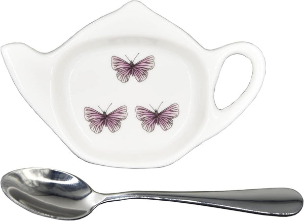 Tea Bag Holder Ceramic Teabag Holder Dish Teapot shaped Spoon Rest Set 4.5 inches