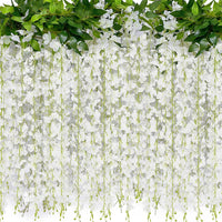 40 Branches Wisteria Hanging Flowers 6 Feet Artificial White Wisteria Vine Silk Wisteria Flowers Garland for Wedding Arch Party Garden Home Decor (4 Packs)