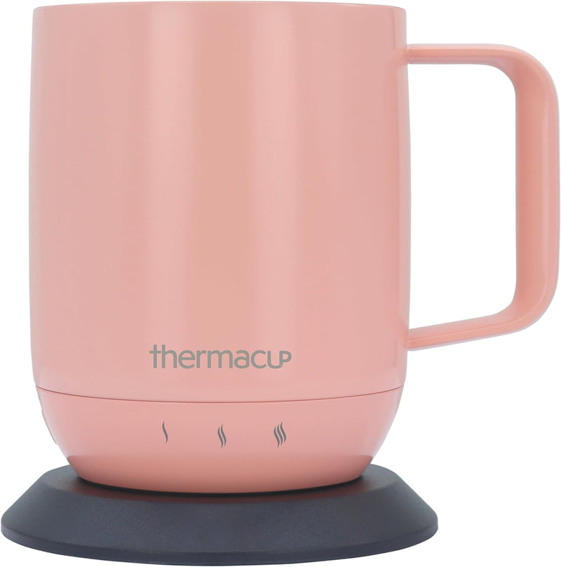 Thermacup Premium Self-Heating Coffee Mug with Lid, Temperature Controlled Led Electric Mug, 3 Custom Heat Settings, Auto Shut Off Feature, Keeps Liquids Warm, Sip Smarter (Midnight Black – 14 oz.)