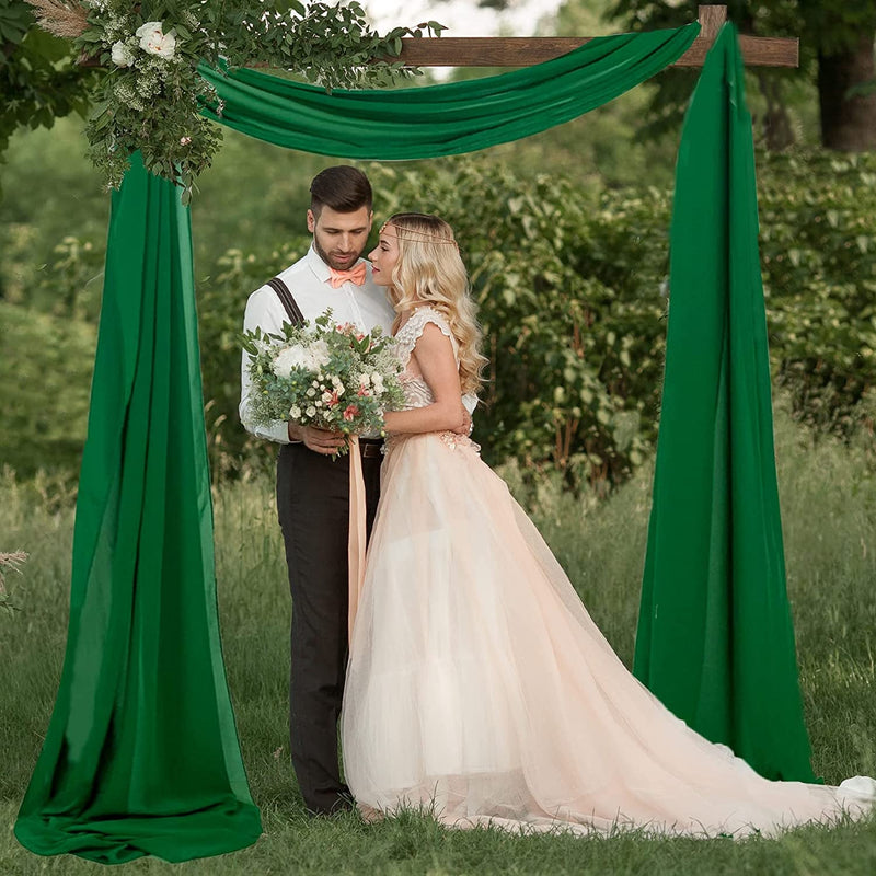 18FT Emerald Green Chiffon Wedding Arch Draping Fabric for Backdrop Decoration