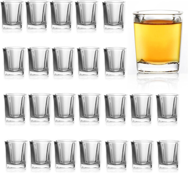 QUAFFER Square Shot Glasses Heavy Base 2oz (Set of 4) – Modern Shot Glass – Classic Whisky Vodka Tequila Sherry Brandy Cordial Mini Snifters Glasses - Perfect for Parties, Bars, Events, Home Bar